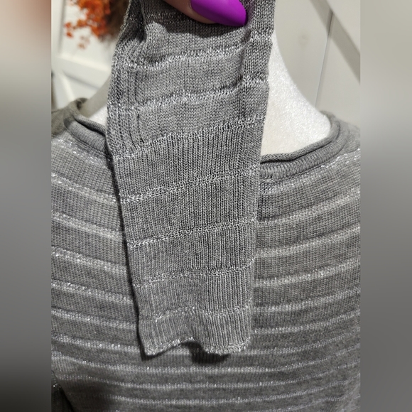 Lane Bryant Metallic Striped Cropped Sweater - Picture 9 of 11